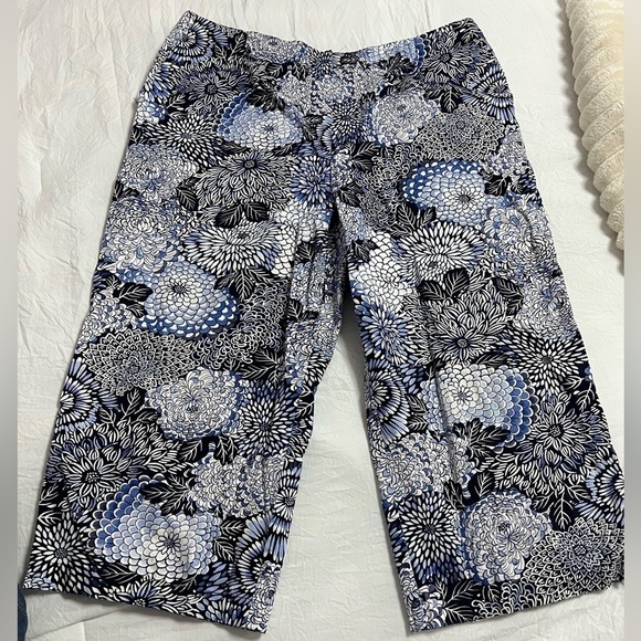 Talbots Stretch Blue & White Print Ankle Pants - Women's Size 16 - Picture 2 of 9